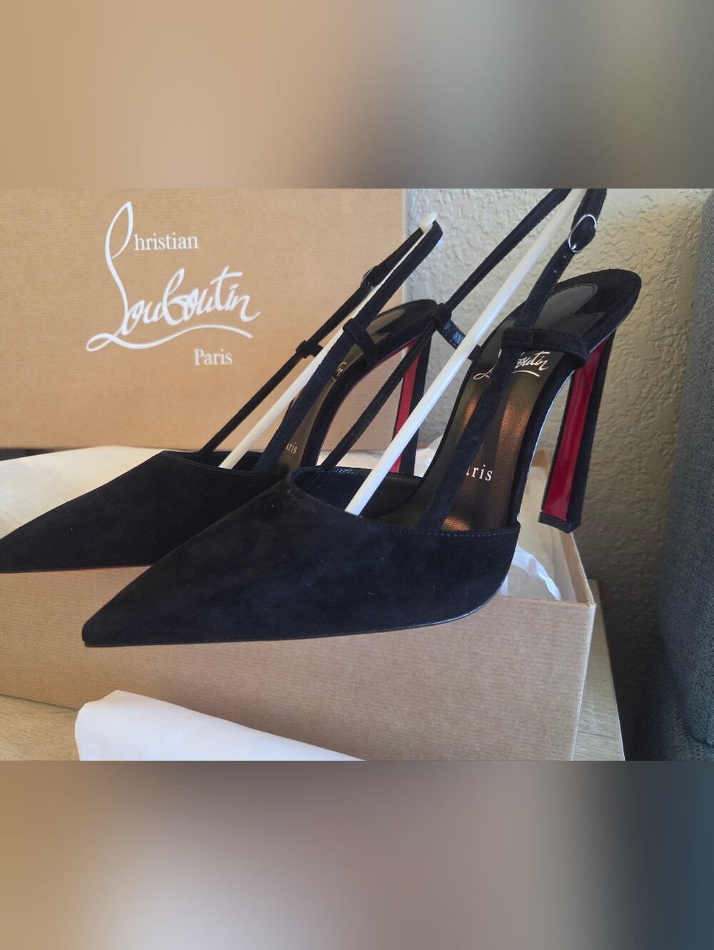 NIB!!! Christian Louboutin Condoroline 100 Suede Slingback Pumps Black 37